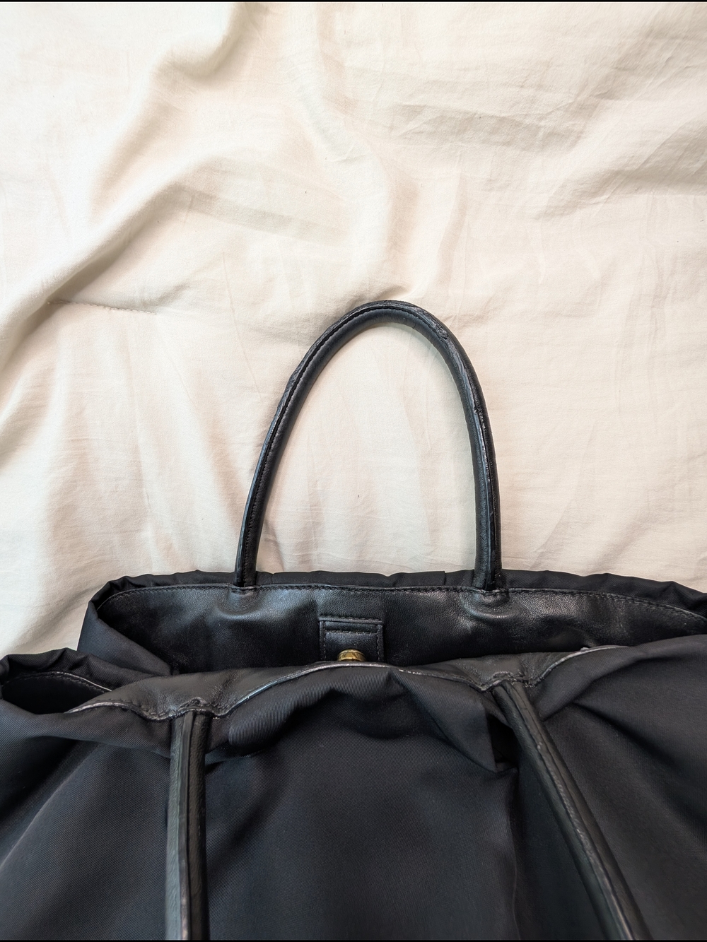 Prada Black Nylon Tote with Signature Bow and Gold Logo - Picture 4 of 13